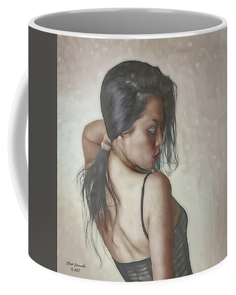 Fine Art Photography Coffee Mug featuring the photograph Model Fixing Her Hair ... by Chuck Caramella