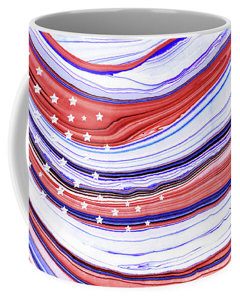 Flag Coffee Mug featuring the painting Modern American Flag - Red White And Blue - Sharon Cummings by Sharon Cummings