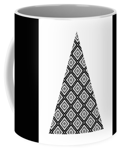 Black And White Coffee Mug featuring the mixed media Modern Black and White Tree 1- Art by Linda Woods by Linda Woods