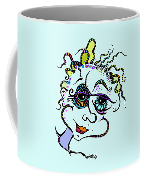 Color Added To Black And White Drawing Of Girl Coffee Mug featuring the digital art Modern Day Medusa by Tanielle Childers