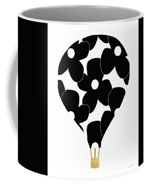 Hot Air Balloon Coffee Mug featuring the digital art Modern Floral Hot Air Balloon- Art by Linda Woods by Linda Woods