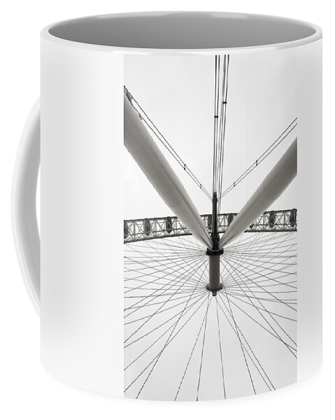 Geometric Coffee Mug featuring the photograph Modern geometric metallic white steel structure by Michalakis Ppalis