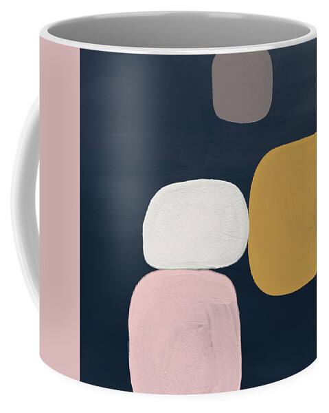 Modern Coffee Mug featuring the painting Modern Stones Navy 2- Art by Linda Woods by Linda Woods