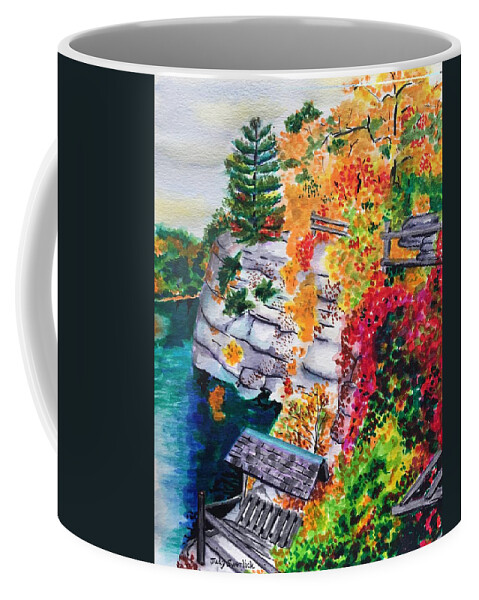 Autumn Coffee Mug featuring the painting Mohonk Preserve in Autumn by Judy Swerlick