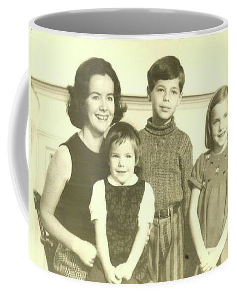  Coffee Mug featuring the digital art Mom, Sisters and I - ca 1971 by David Bridburg