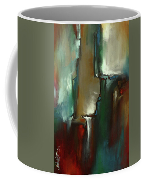 Abstract Coffee Mug featuring the painting 'Moments' by Michael Lang