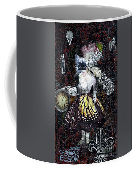 Faerie Coffee Mug featuring the mixed media Steampunk Faerie by Genevieve Esson