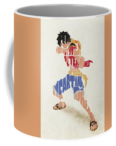 Monkey Coffee Mug featuring the digital art Monkey D. Luffy Typography Art by Inspirowl Design