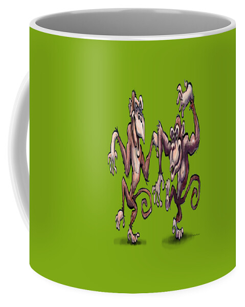 Monkey Coffee Mug featuring the painting Monkey Dance by Kevin Middleton