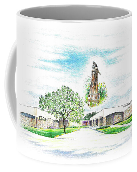 Monsignor Kelly Catholic High School Coffee Mug featuring the drawing Monsignor Kelly Catholic High School by Randy Welborn