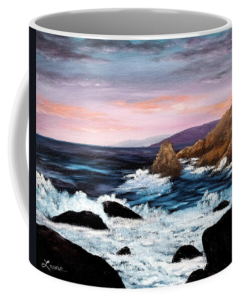 California Coffee Mug featuring the painting Monterey Sunrise by Laura Iverson