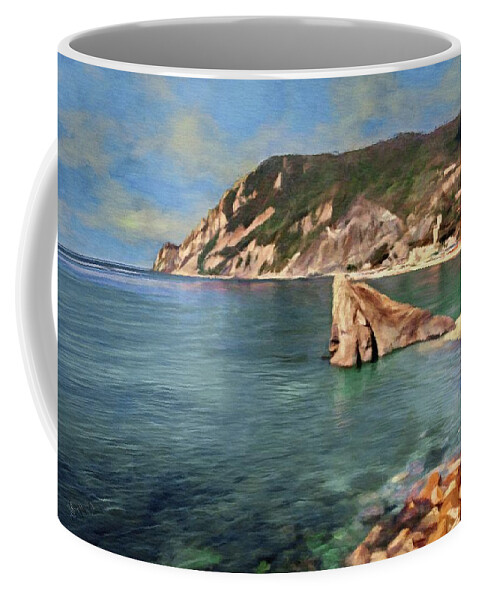 Cinque Terra Coffee Mug featuring the painting Monterosso Beach by Jeffrey Kolker