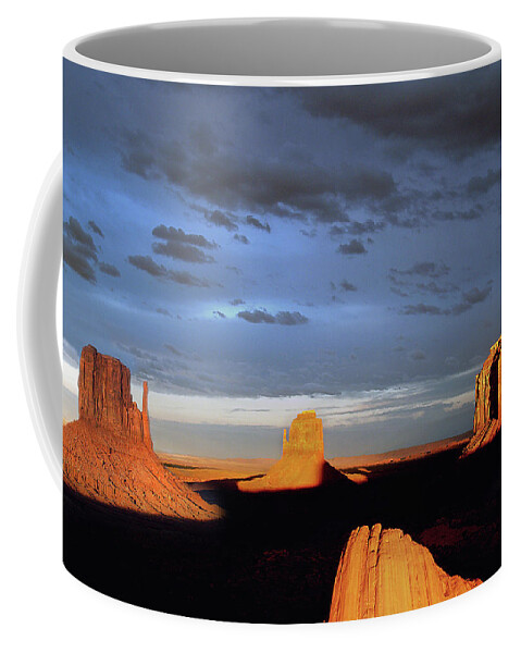 Sunlit Coffee Mug featuring the photograph Monument Valley Late PM by JustJeffAz Photography