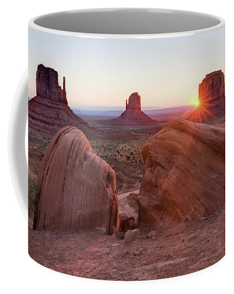 Utah Coffee Mug featuring the photograph Monument Valley Panorama by Alex Mironyuk