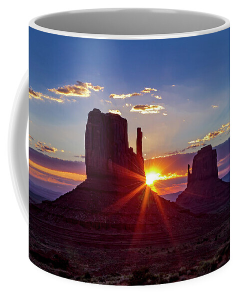 America Coffee Mug featuring the photograph Monument Valley Sunrise by Teri Virbickis