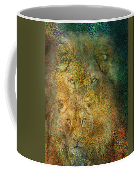 Lion Coffee Mug featuring the mixed media Moods Of Africa - Lions by Carol Cavalaris