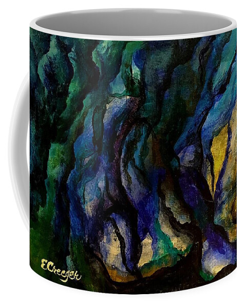 Acrylic Painting Coffee Mug featuring the painting Moody Bleu by Esperanza Creeger