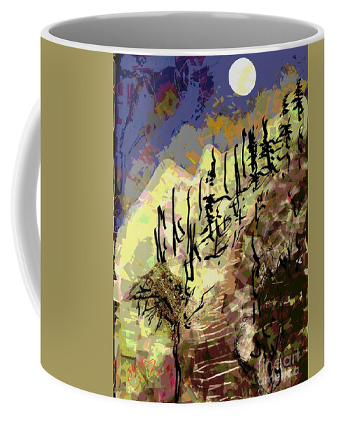 Smartphone.drawing Coffee Mug featuring the digital art Moon and hill by Subrata Bose