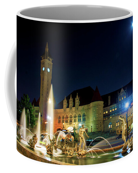 St Louis Coffee Mug featuring the photograph Moon Over The Station by Tim Mulina