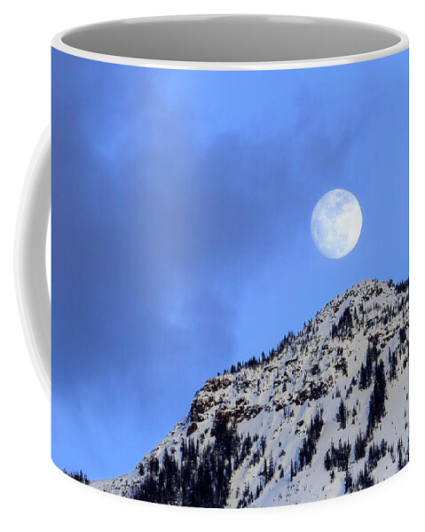 Moon Coffee Mug featuring the photograph Moon Over Yellowstone by Jack Bell