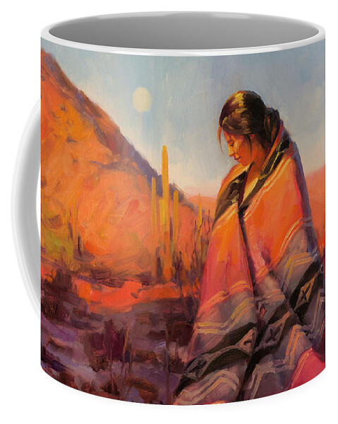 Southwest Coffee Mug featuring the painting Moon Rising by Steve Henderson