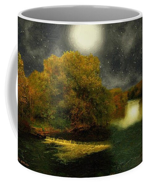 Landscape Coffee Mug featuring the painting Moonlight in the Berkshires by RC DeWinter