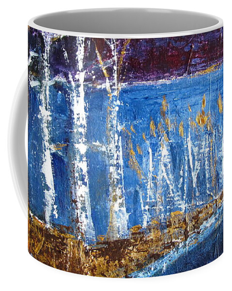 Purple Moon Over Water Coffee Mug featuring the painting Moonlight on Path to Beach by Betty Pieper
