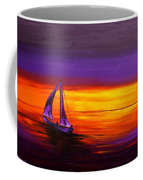  Coffee Mug featuring the painting Moonlight Sails #1 by James Dunbar
