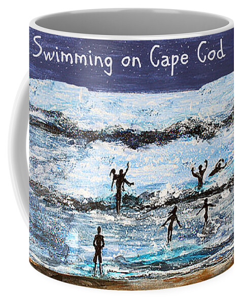 Falmouth Coffee Mug featuring the painting Moonlight Swimming on Cape Cod by Rita Brown