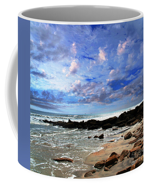 Beach Coffee Mug featuring the photograph Moonlit Beach Seascape at Wisdom Beach Florida C2 by Ricardos Creations