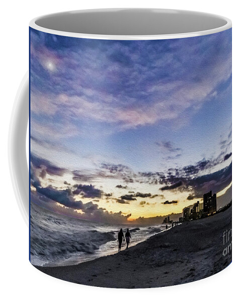 Al Coffee Mug featuring the photograph Moonlit Beach Sunset Seascape 0272d by Ricardos Creations