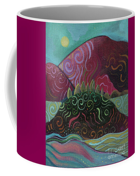 Abstract Landscape Coffee Mug featuring the painting Moonlit by Helena Tiainen
