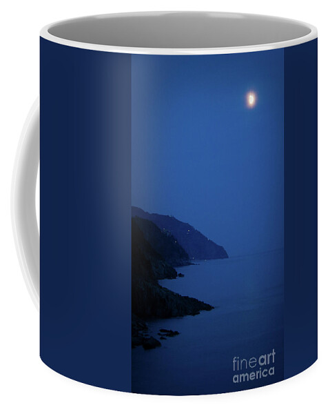 Vernazza Coffee Mug featuring the photograph Moonrise over Vernazza by Doug Sturgess