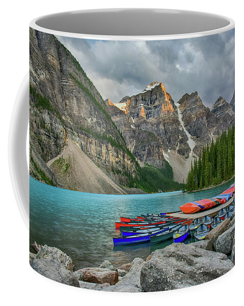 Moraine Lake Coffee Mug featuring the photograph Moraine Lake by Paul Quinn