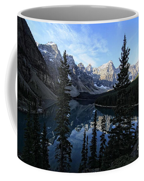 Moraine Lake Coffee Mug featuring the photograph Moraine Lake from the Rockpile by Eva Lechner