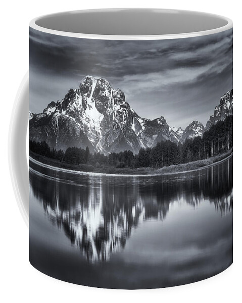 Mount Moran Coffee Mug featuring the photograph Moran in Monochrome by Darren White