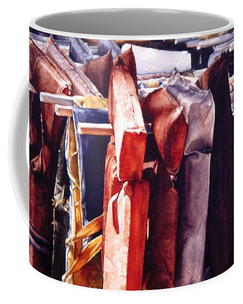 Landscape Coffee Mug featuring the painting More PFD by Barbara Pease