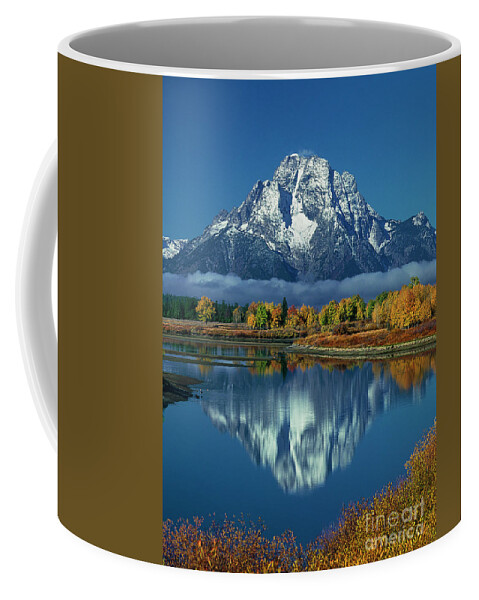 Dave Welling Coffee Mug featuring the photograph Morning Cloud Layer Oxbow Bend In Fall Grand Tetons National Park by Dave Welling