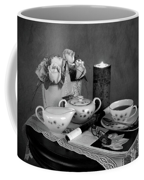 Morning Coffee Mug featuring the photograph Morning Coffee and Reading Magazine Time by Sherry Hallemeier