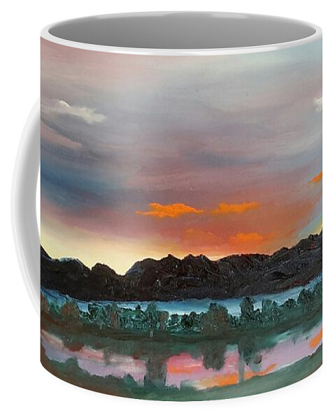 Morning Fog Coffee Mug featuring the painting Morning Fog Silver Star by Cheryl Nancy Ann Gordon