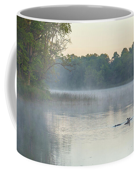 Loons Coffee Mug featuring the photograph Morning Gathering by Penny Meyers