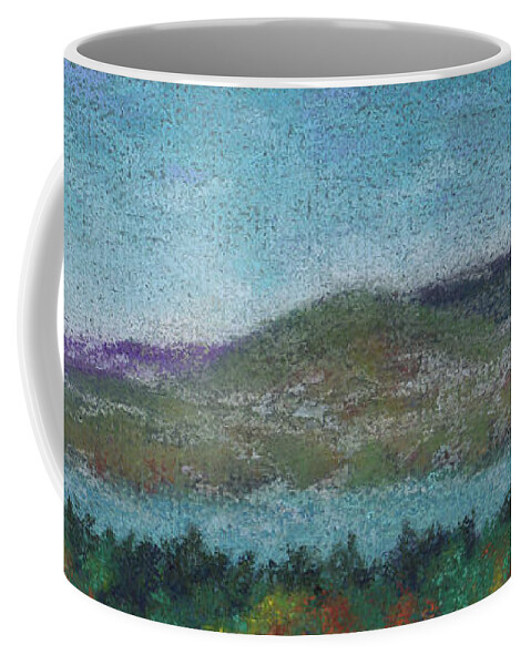 Mountains Coffee Mug featuring the pastel Morning Mist by Anne Katzeff