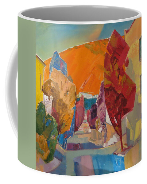 Landscape Coffee Mug featuring the painting Morning of the streets by Sergey Ignatenko