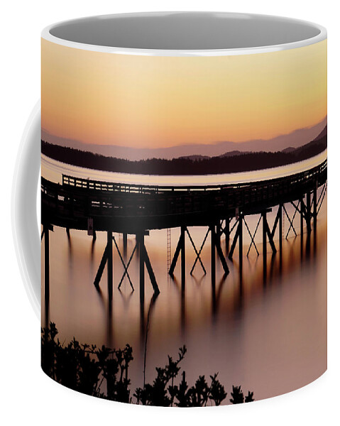 Pier Coffee Mug featuring the photograph Morning peace by Inge Riis McDonald