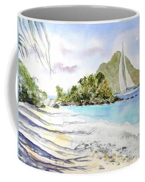 Caribbean Coffee Mug featuring the painting Morning Shadows, Little Thatch by Diane Kirk
