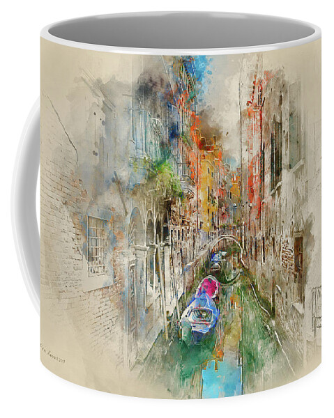 Venice Coffee Mug featuring the digital art Morning Stroll by Peter Kennett