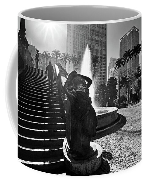 Silhouette Coffee Mug featuring the photograph Morning Walk in The Clasic Square by Carlos Alkmin