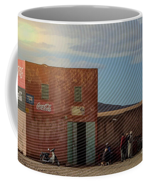 Morocco Coffee Mug featuring the photograph Morocco Back Roads Pit Stop Beams by Chuck Kuhn