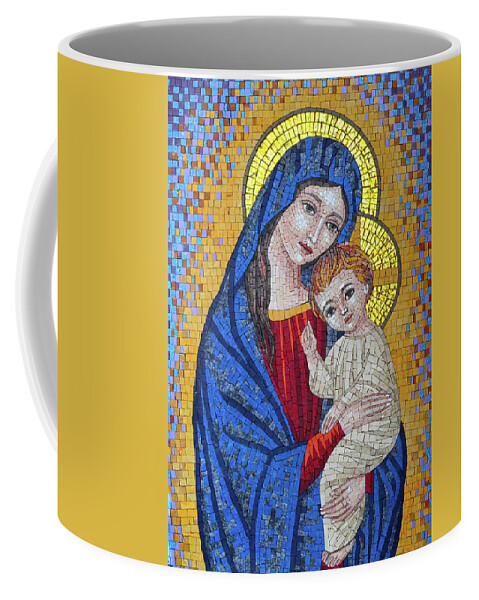 Mosaic Coffee Mug featuring the photograph Mosaic Jesus and Mary by Munir Alawi