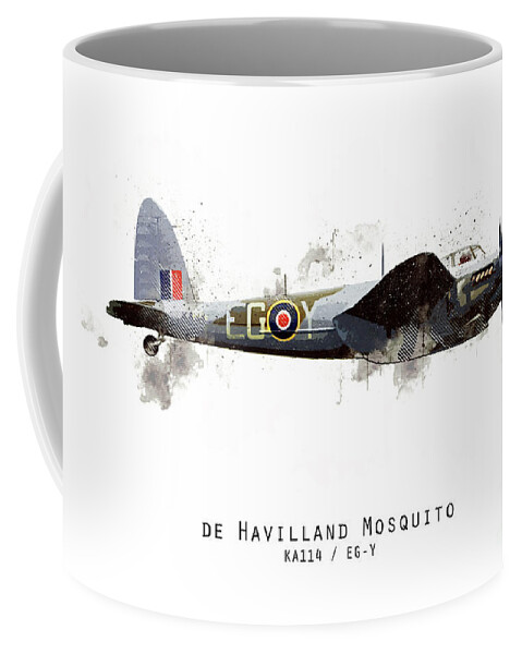De Havilland Mosquito Coffee Mug featuring the digital art Mosquito Sketch - KA114_EGY by Airpower Art